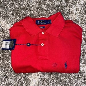 New Men’s Large Polo by Ralph Lauren Red Golf Shirt With Navy Blue Logo